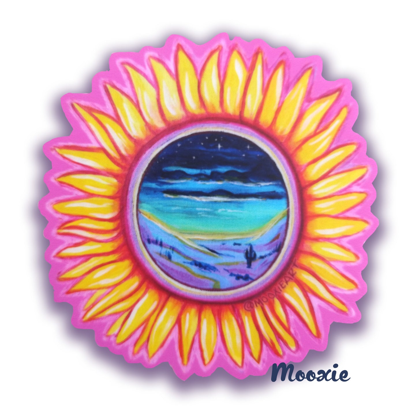 Surreal Sunflower Sticker | Sunflower Portal Art | MooxieArt