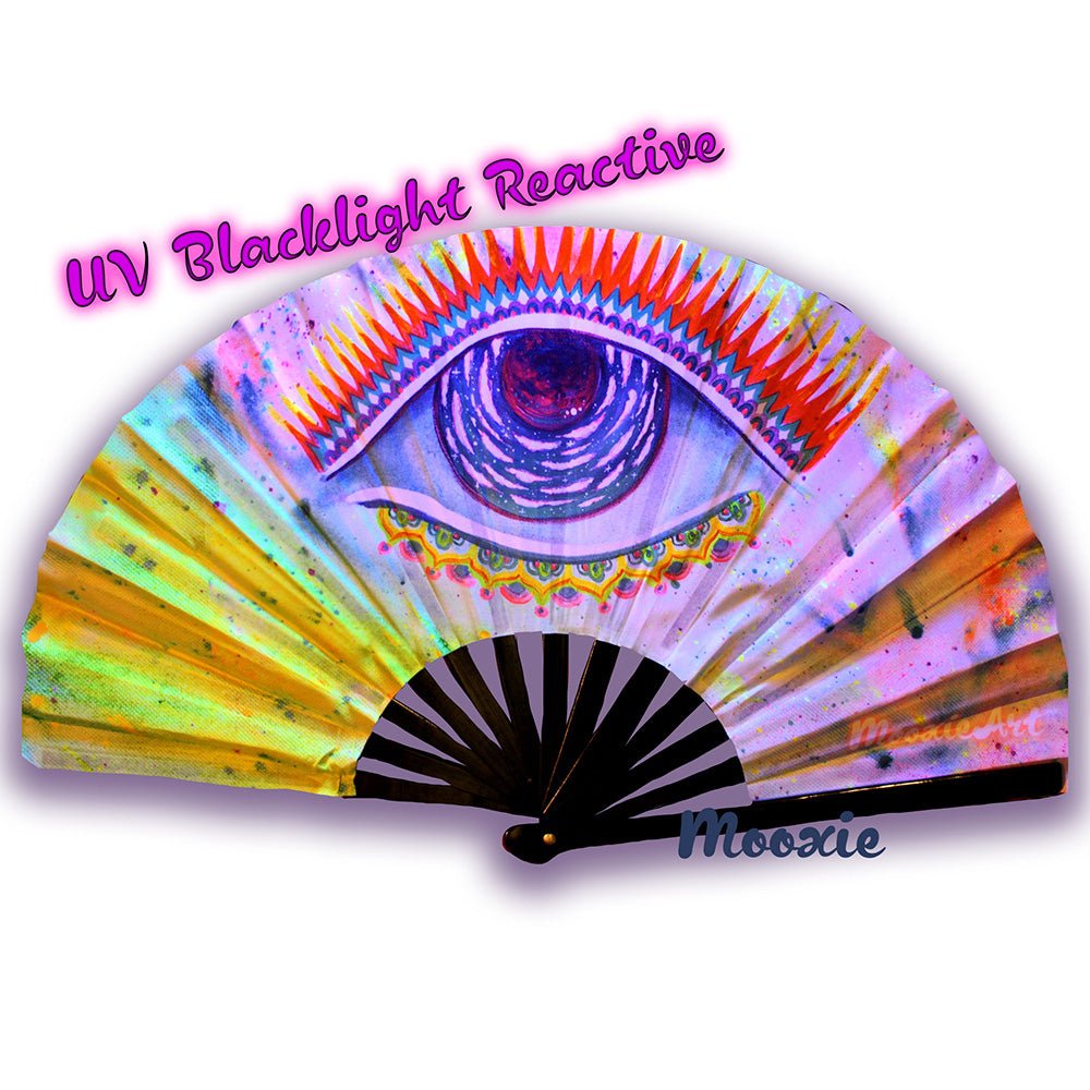 Galactic Eye Festival Fan | Durable Fabric Festival Fan | MooxieArt