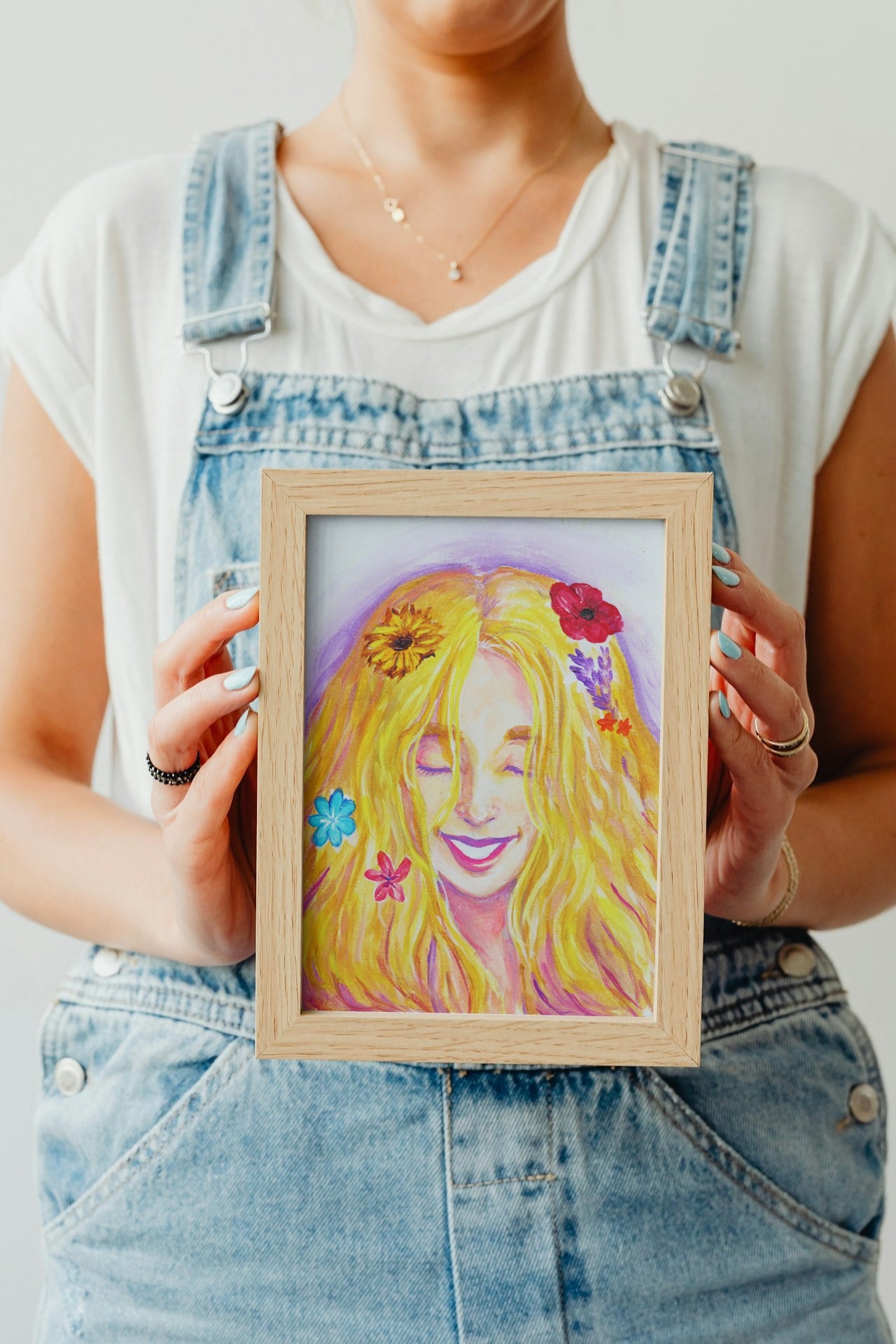 Flower Crown for Girl Art | Blonde Girl Acrylic Art | MooxieArt